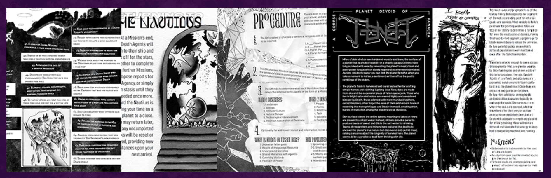 A few pages from the inside of th ebook Necronautilus